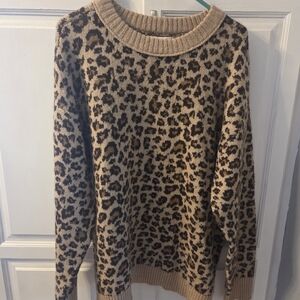 American Eagle Outfitters Tan and Brown Knit Sweater